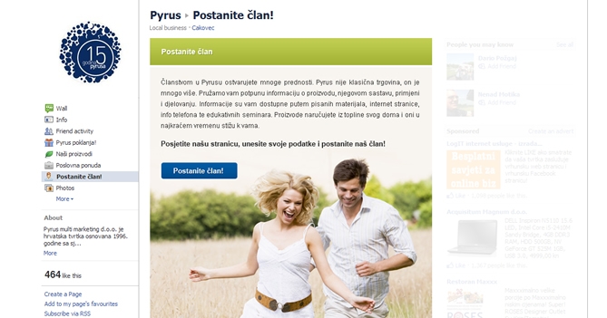 Pyrus Facebook stranica